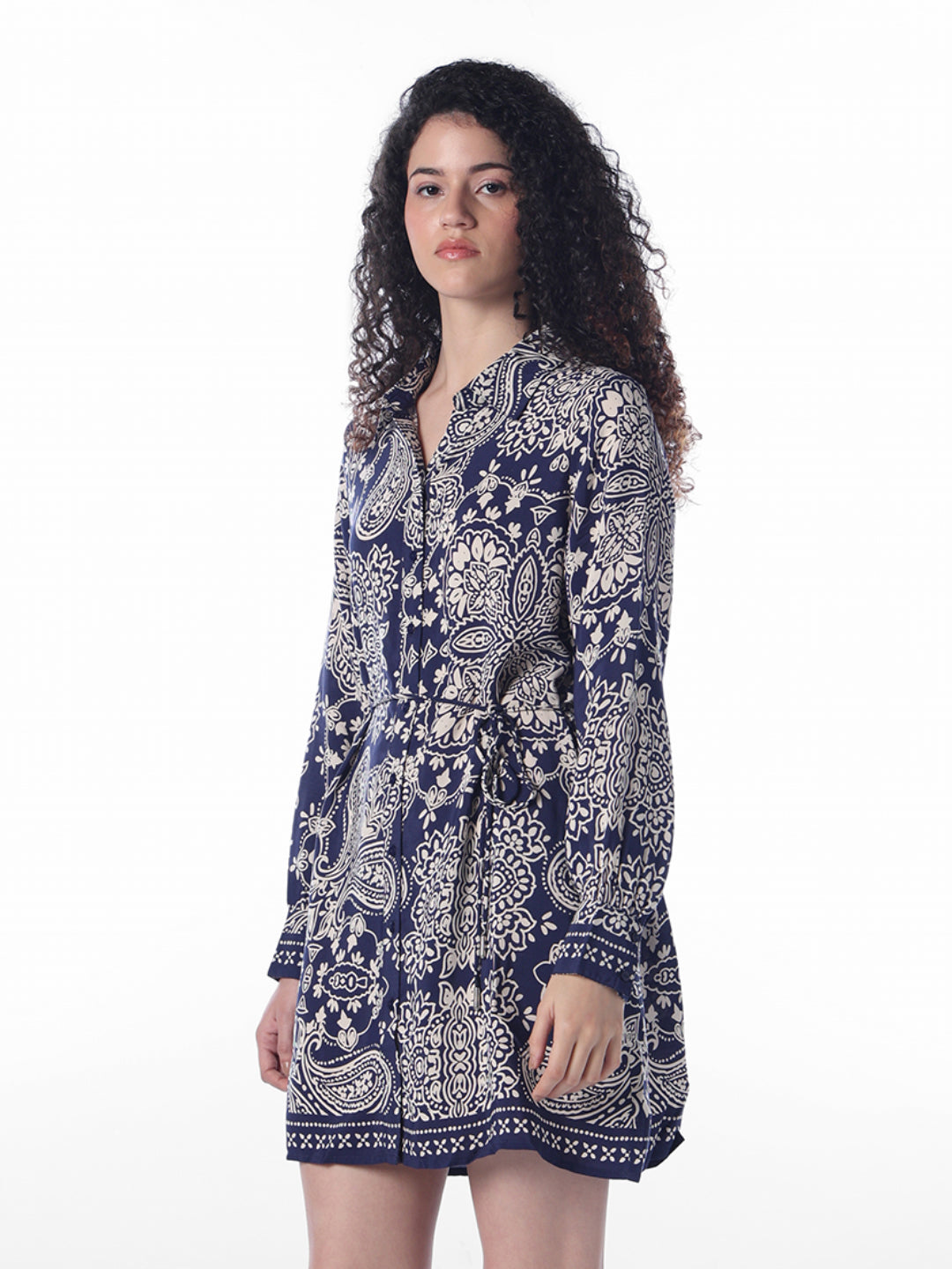 Paisley-print shirt dress
