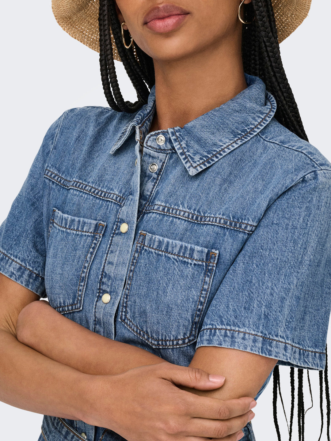 Layered Denim Shirt Dress