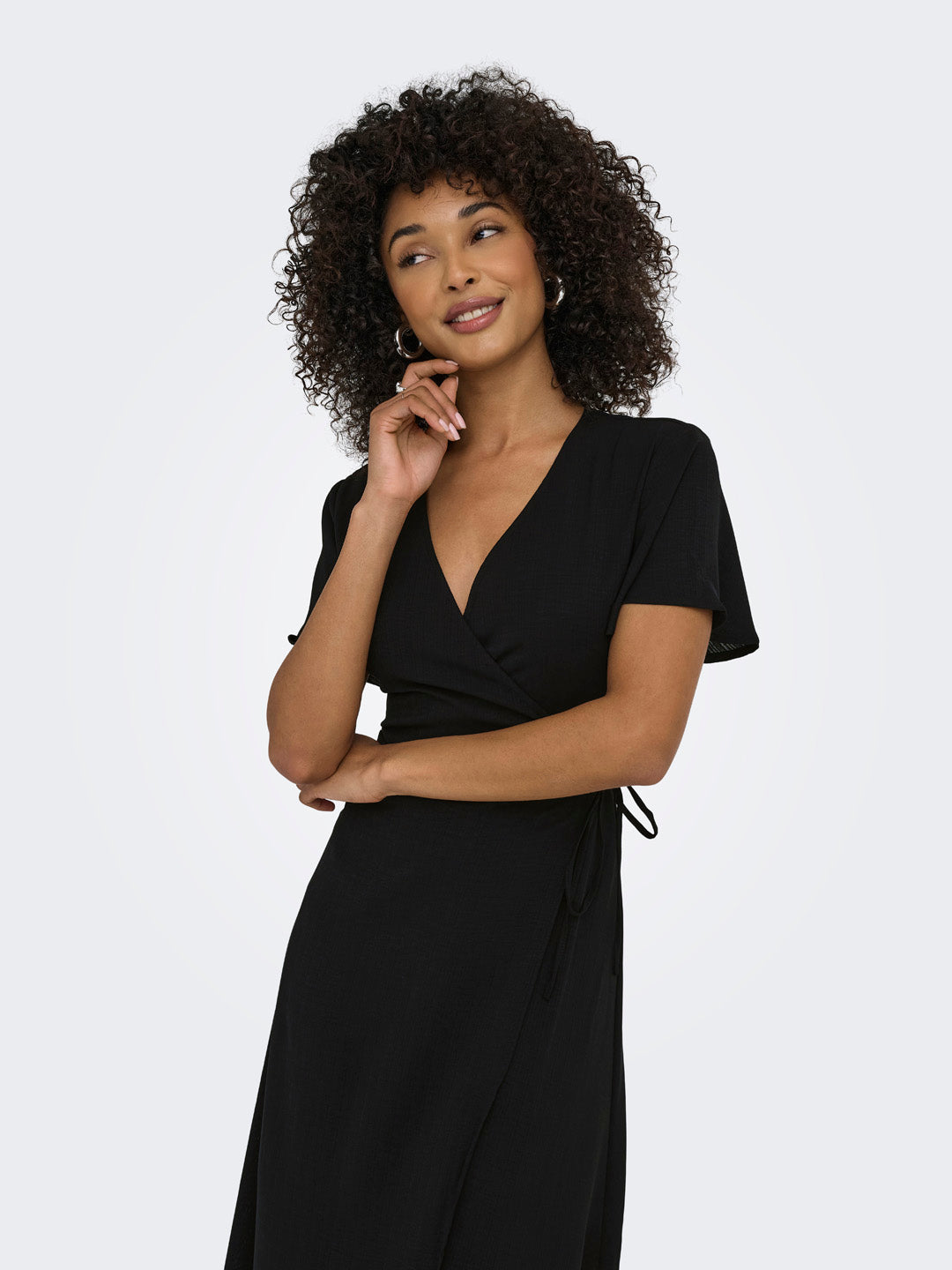 Black Wrap Midi Dress