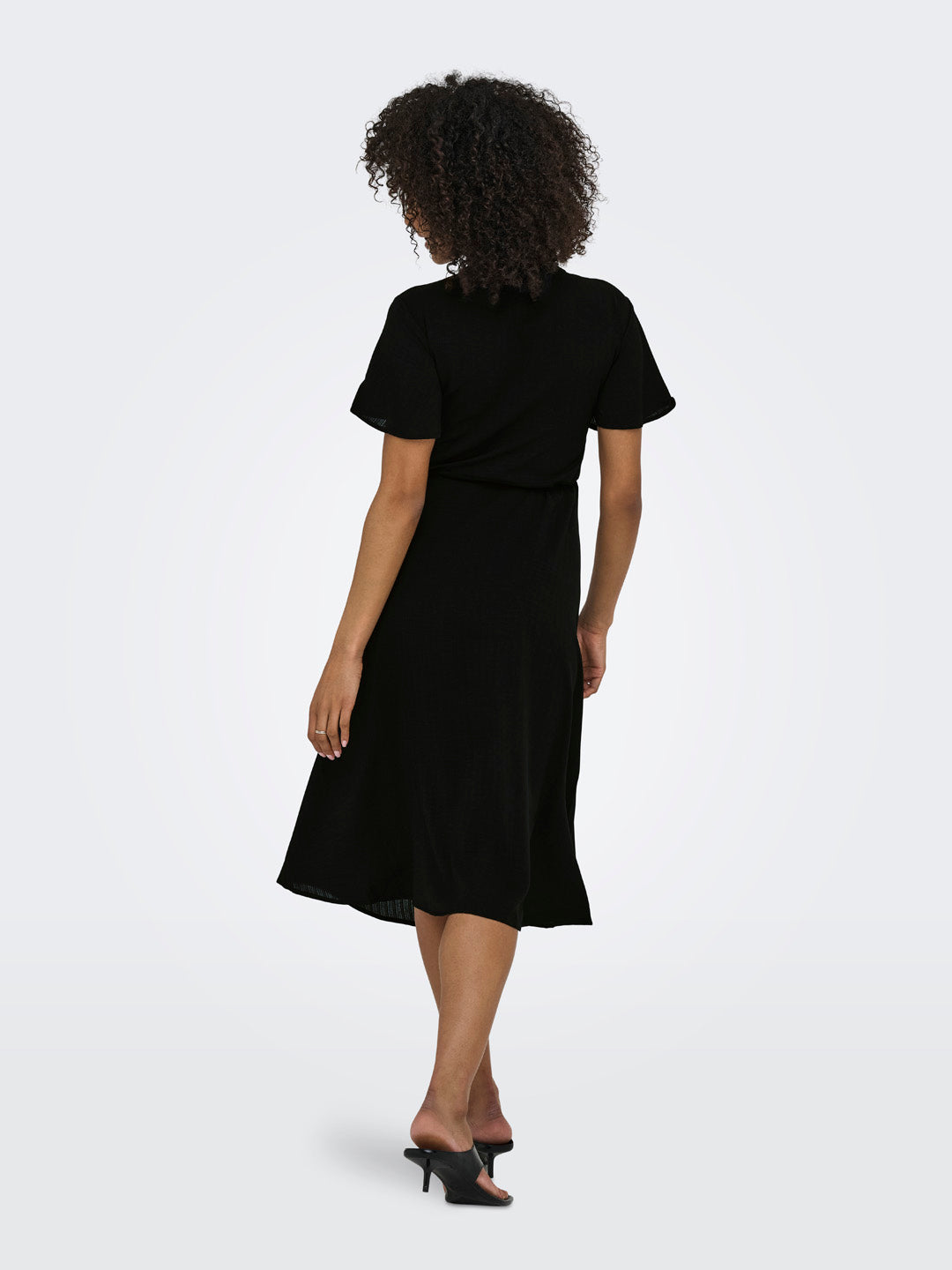Black Wrap Midi Dress