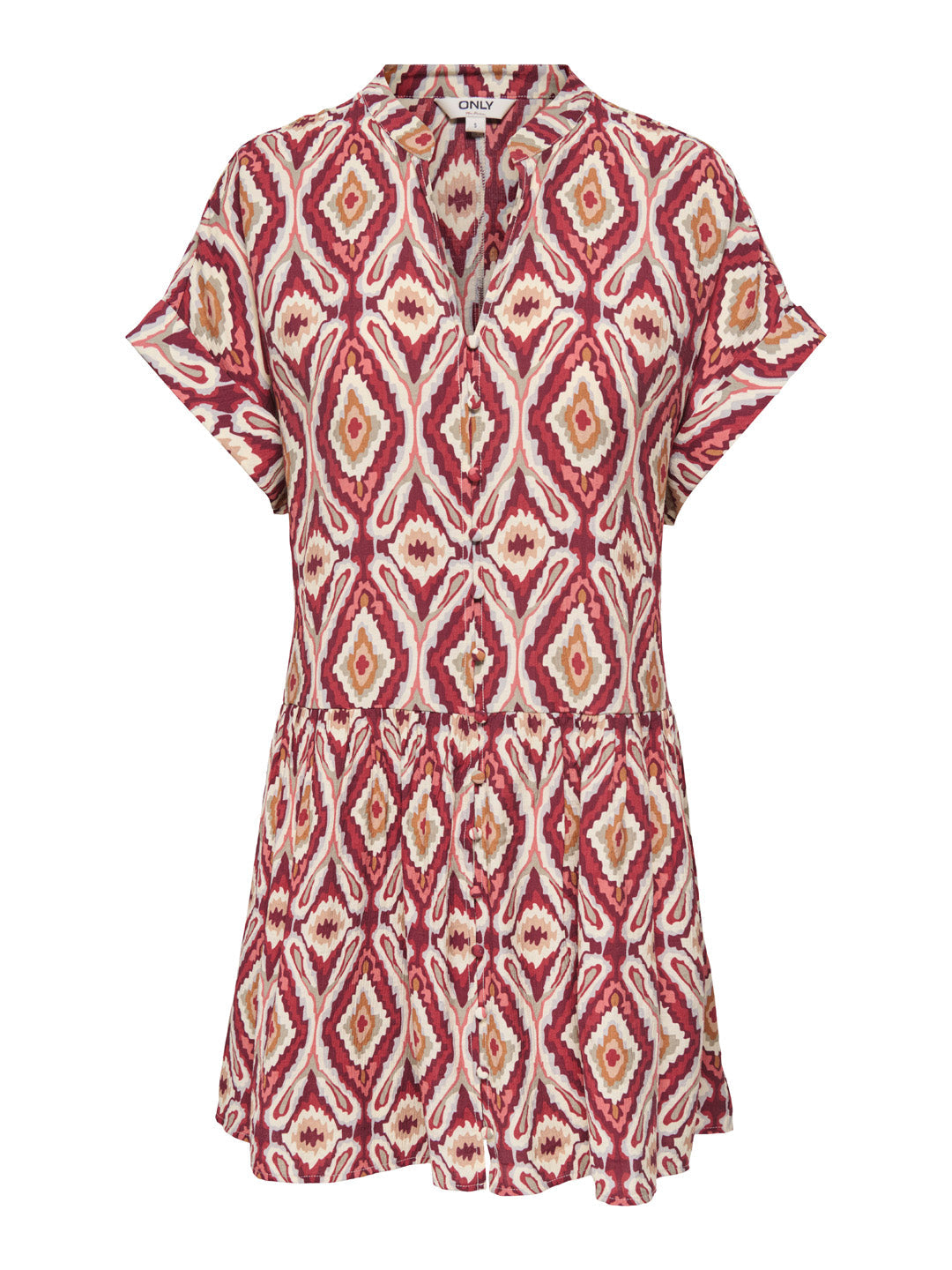 Red Printed Shirt Dress