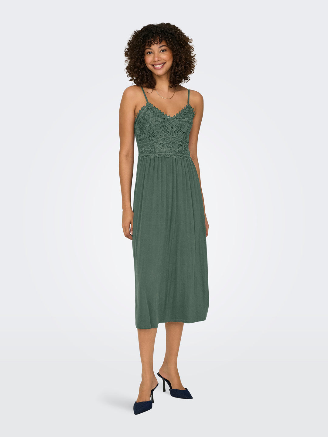 Sage Green Lace Strappy Dress