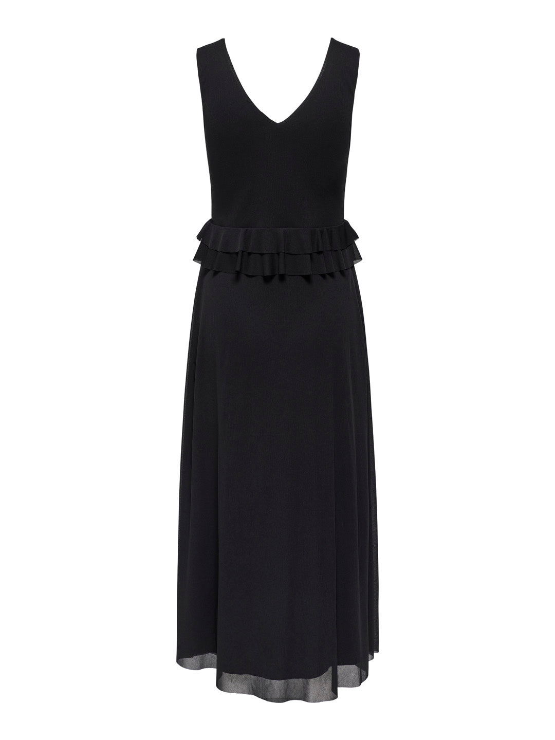 Black Frill Detail Long Dress