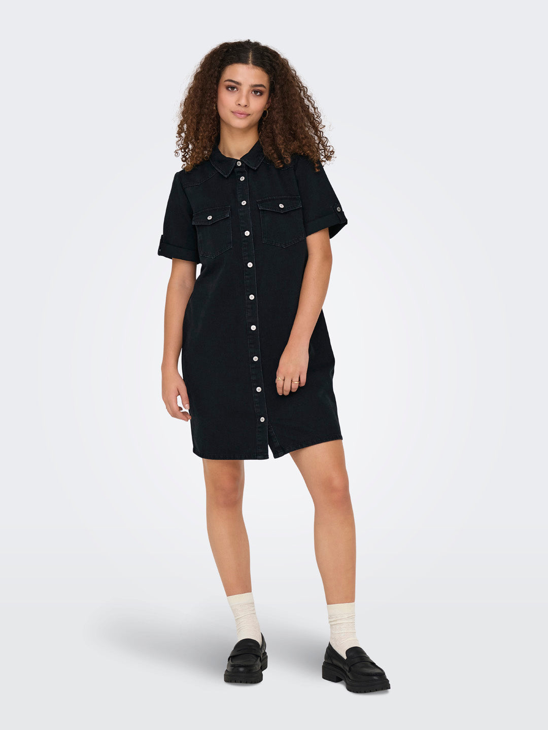 Black Washed Denim Dress
