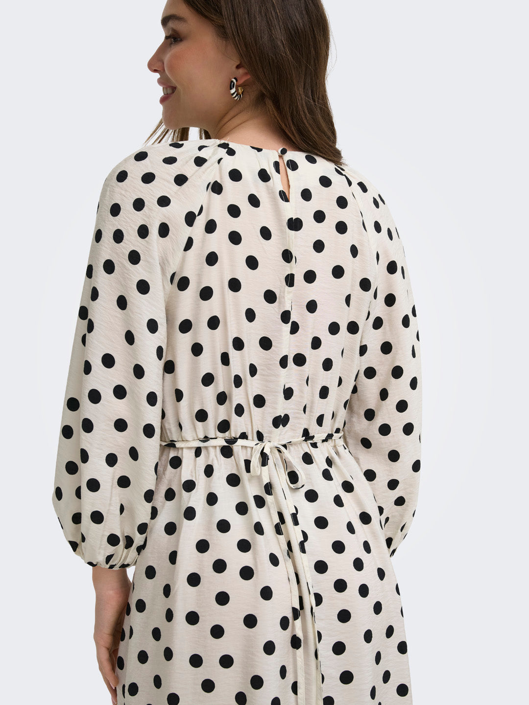 White Polka Dot Midi Dress