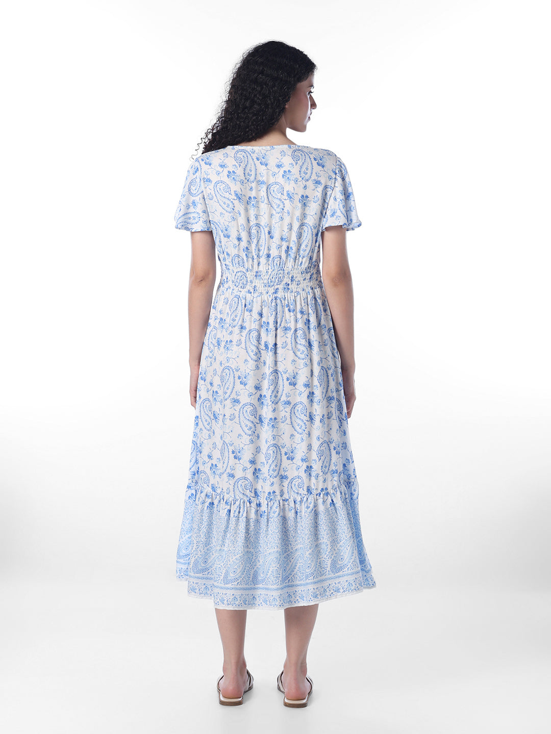 White Printed Midi Dress