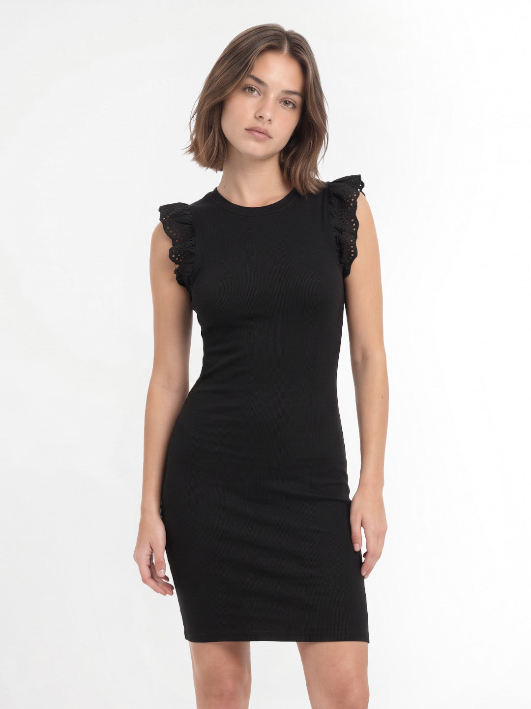 Black Lace Detail Bodycon Dress