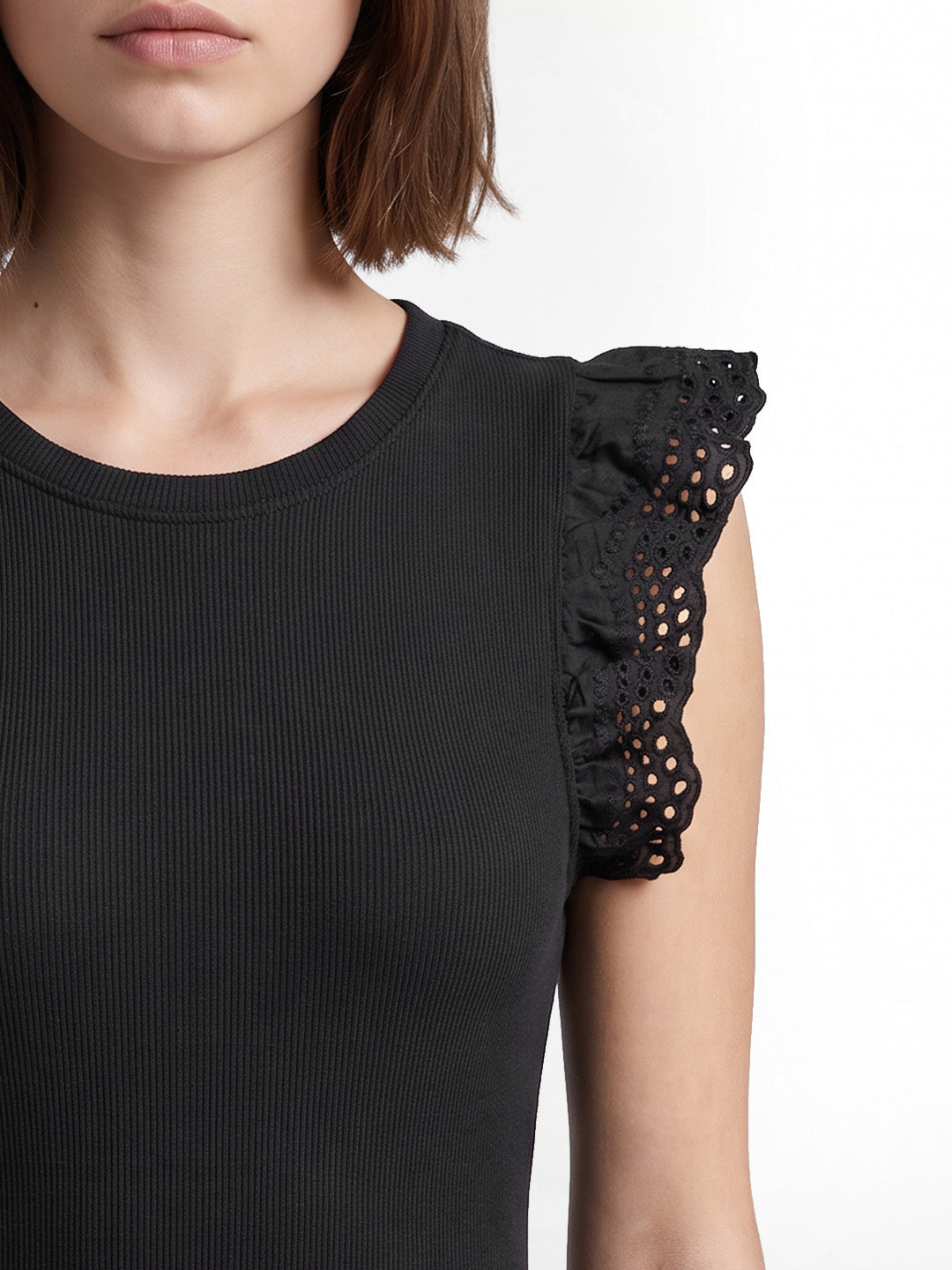 Black Lace Detail Bodycon Dress