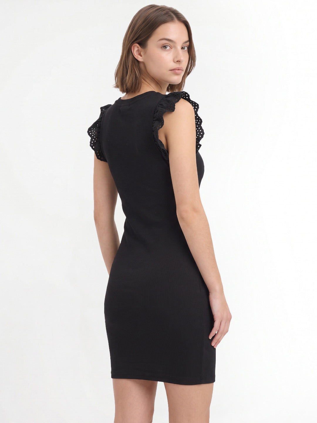Black Lace Detail Bodycon Dress