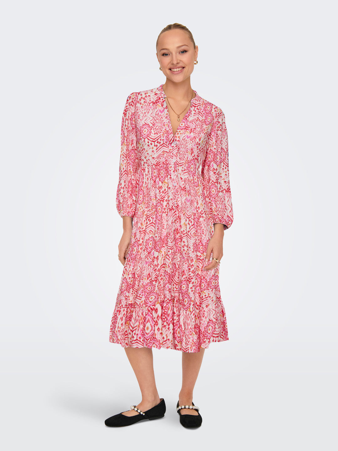 Printed V-Neck Dress