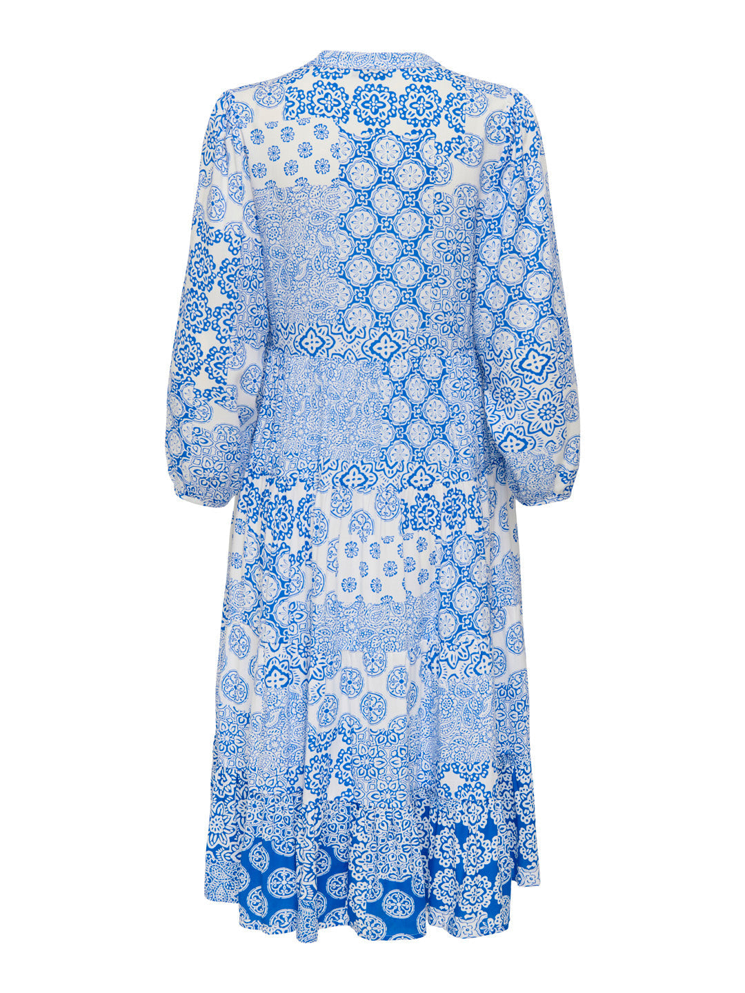 Blue Printed V-Neck Dress