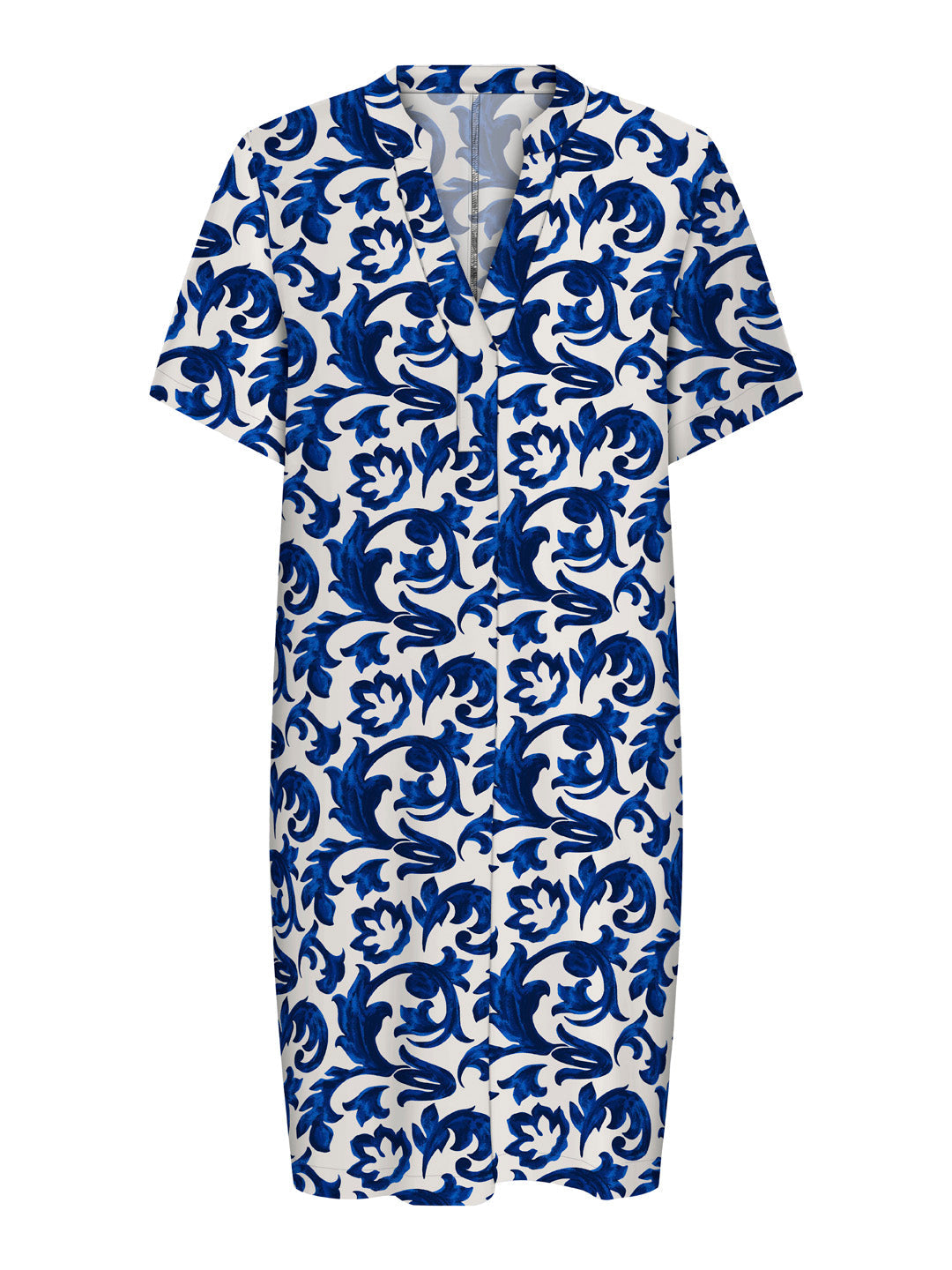 Blue Printed V-Neck Tunic