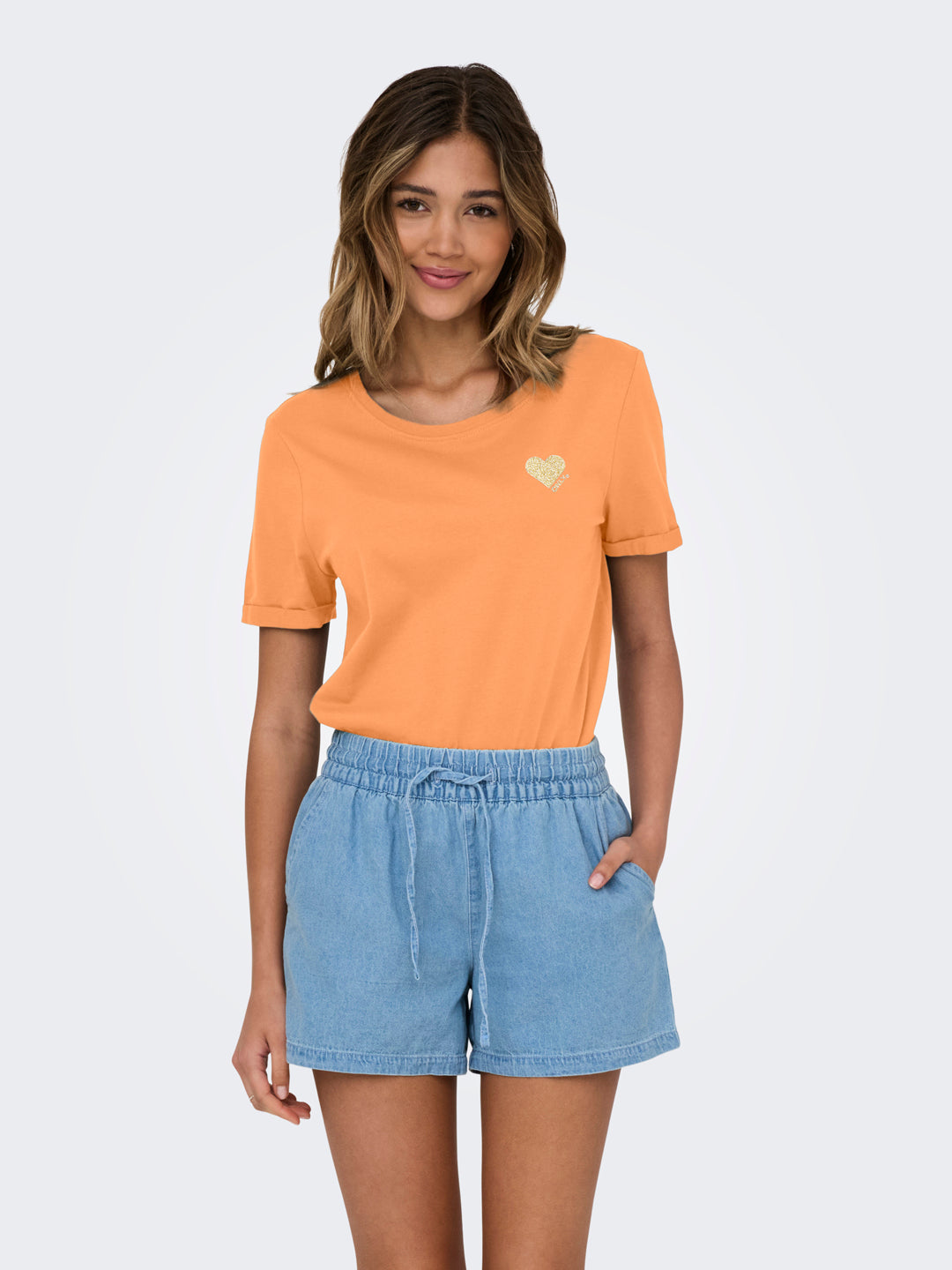 Peach Short-Sleeve Crew-Neck Top