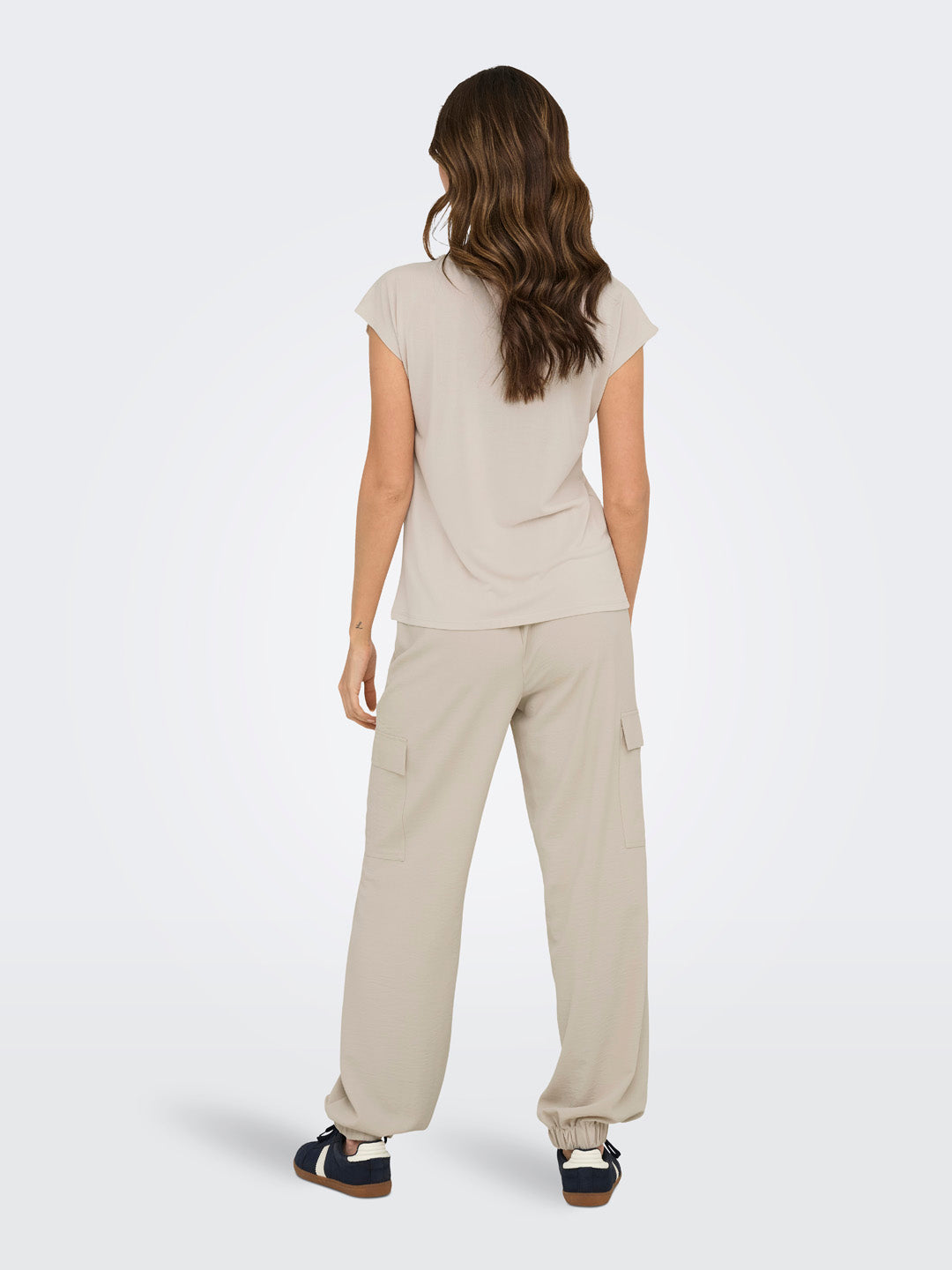 Beige V-Neck Top