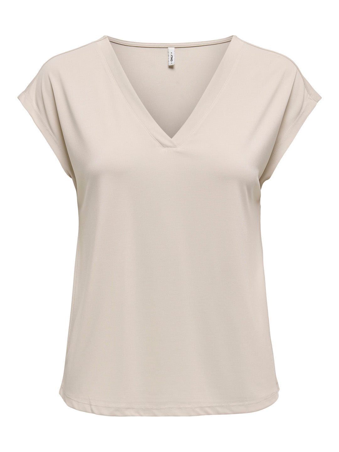 Beige V-Neck Top