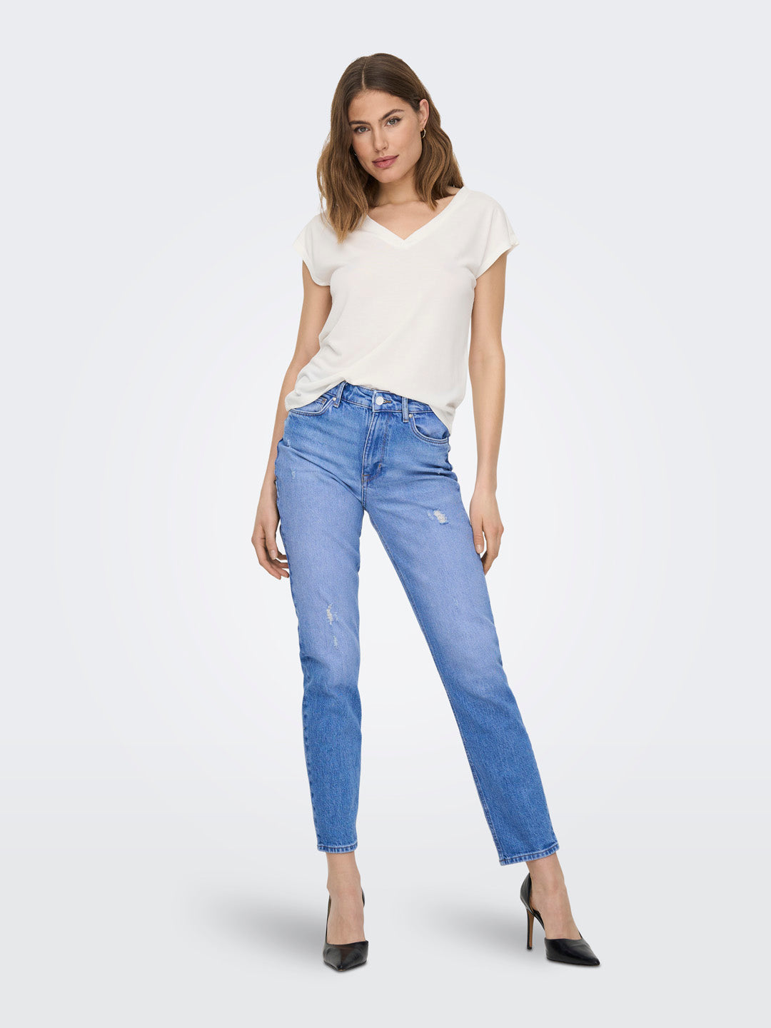 White V-Neck Top