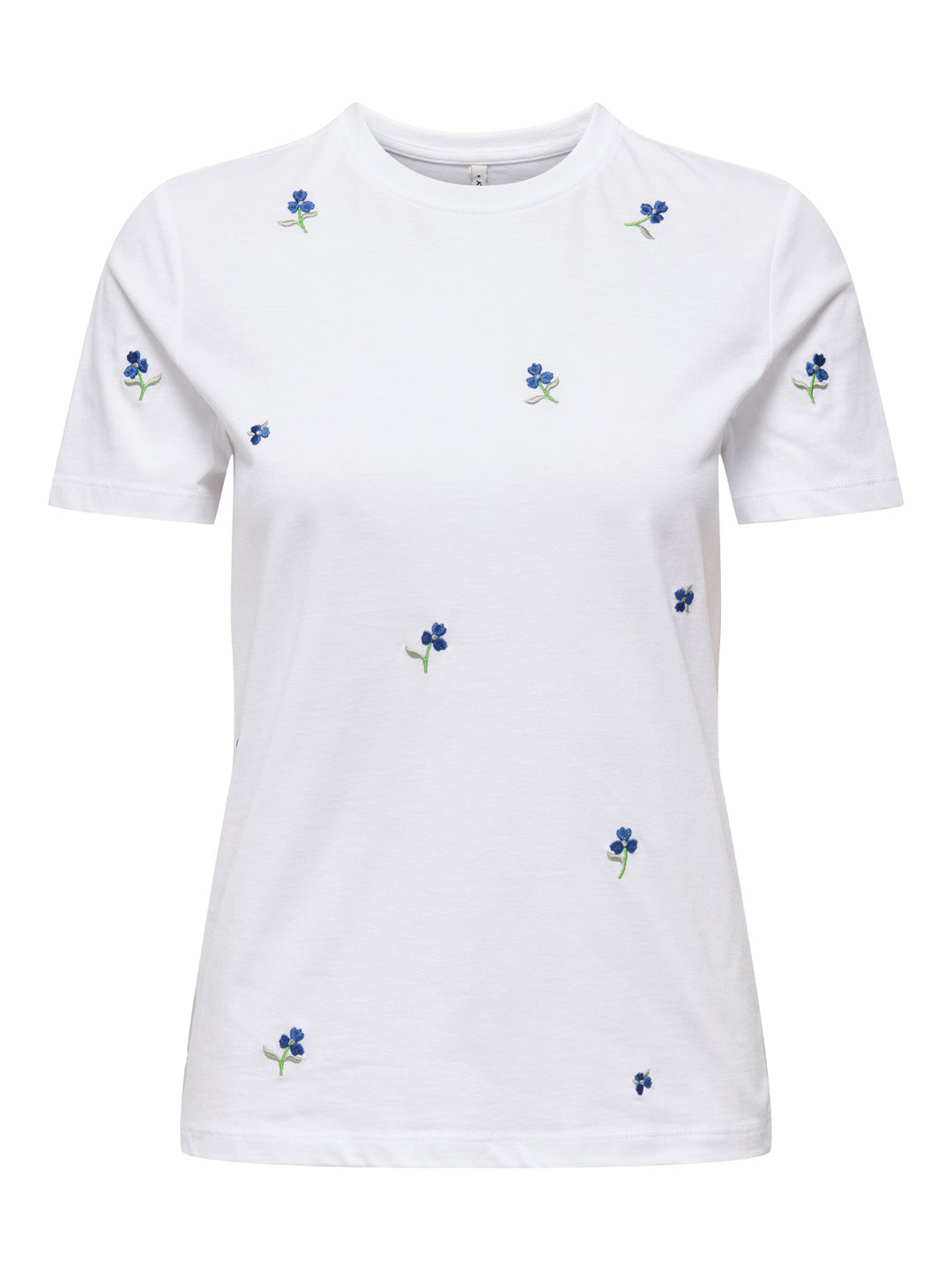White Floral O-Neck Top