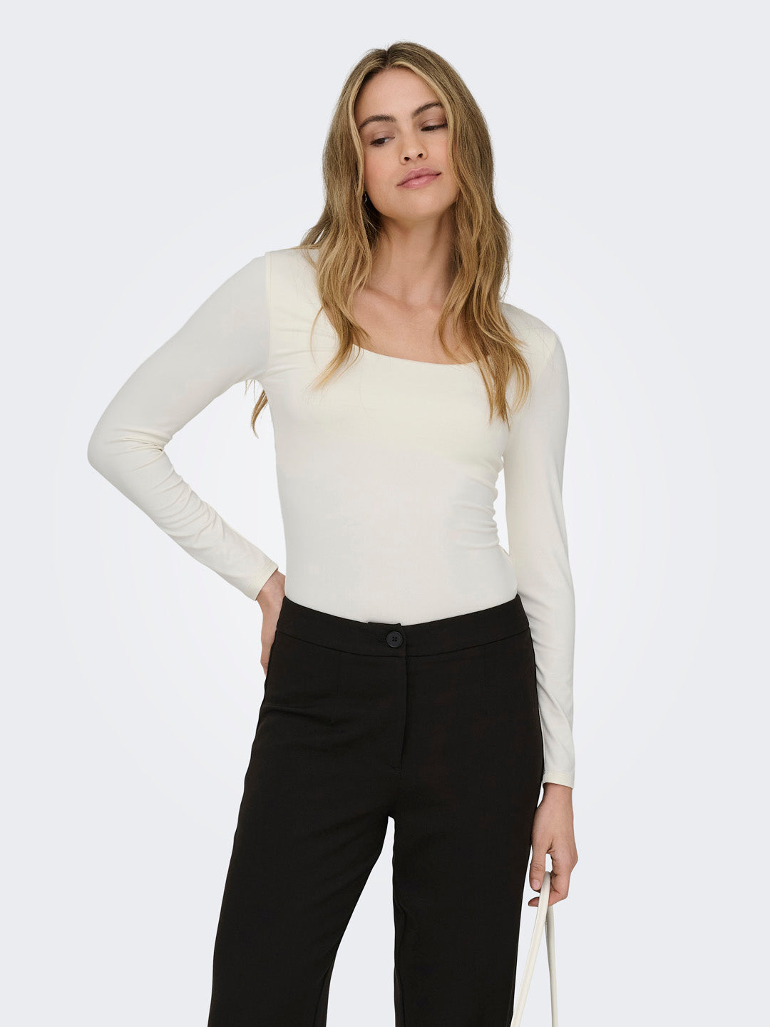 White Two Way Deep Neck Top