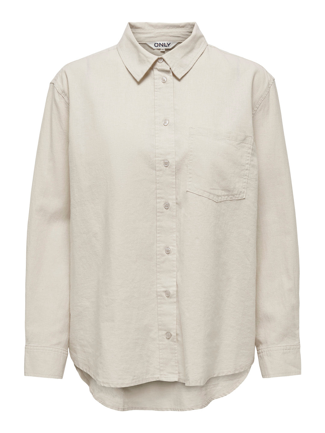 Beige Linen Blend Oversized Shirt