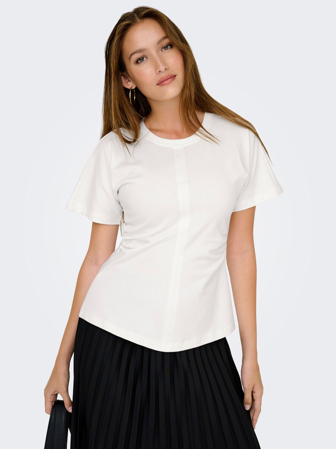 White Ruched Fitted Top