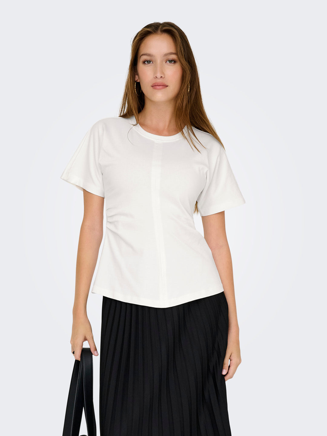White Ruched Fitted Top