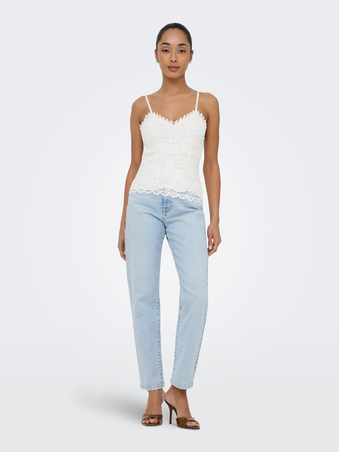 White Strappy Long Top