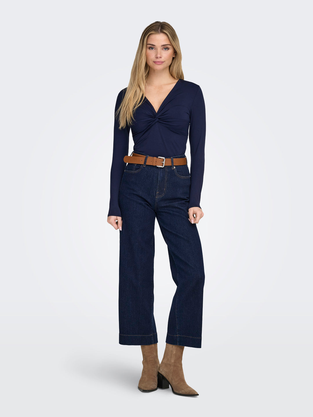Navy Blue Front Knot Top