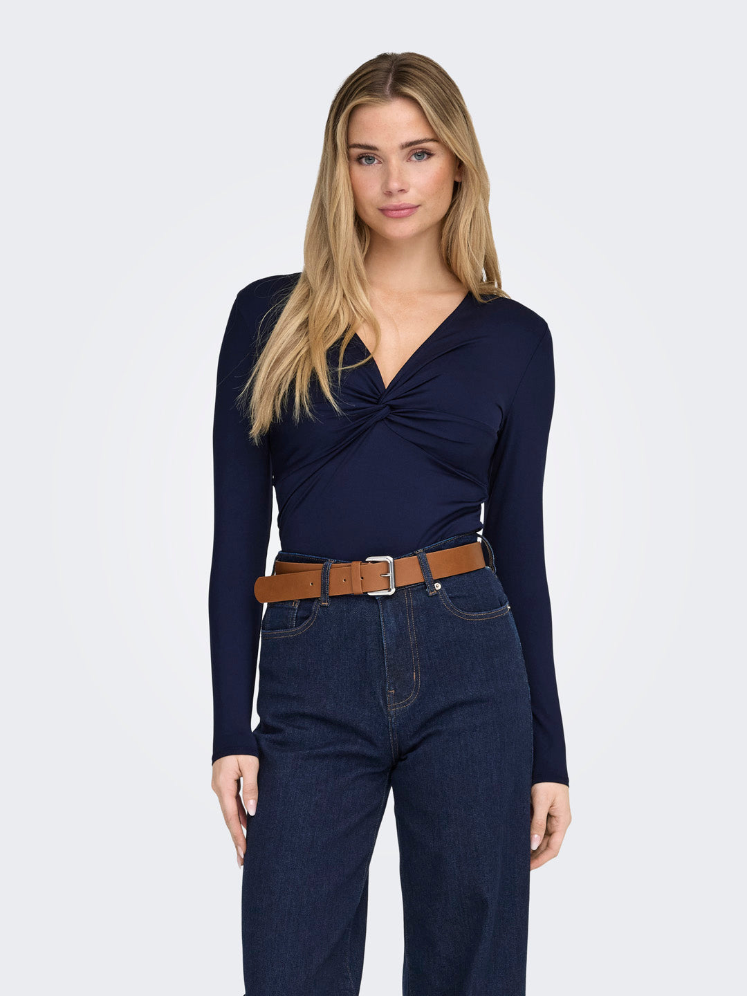 Navy Blue Front Knot Top