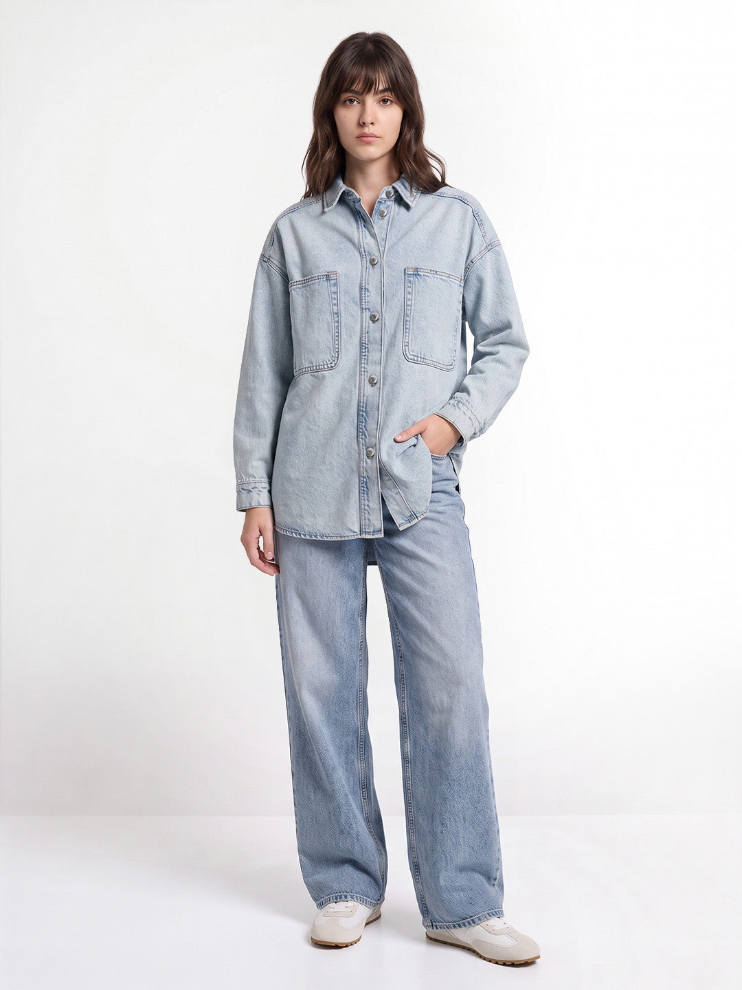 Light Blue Oversized Denim Shacket