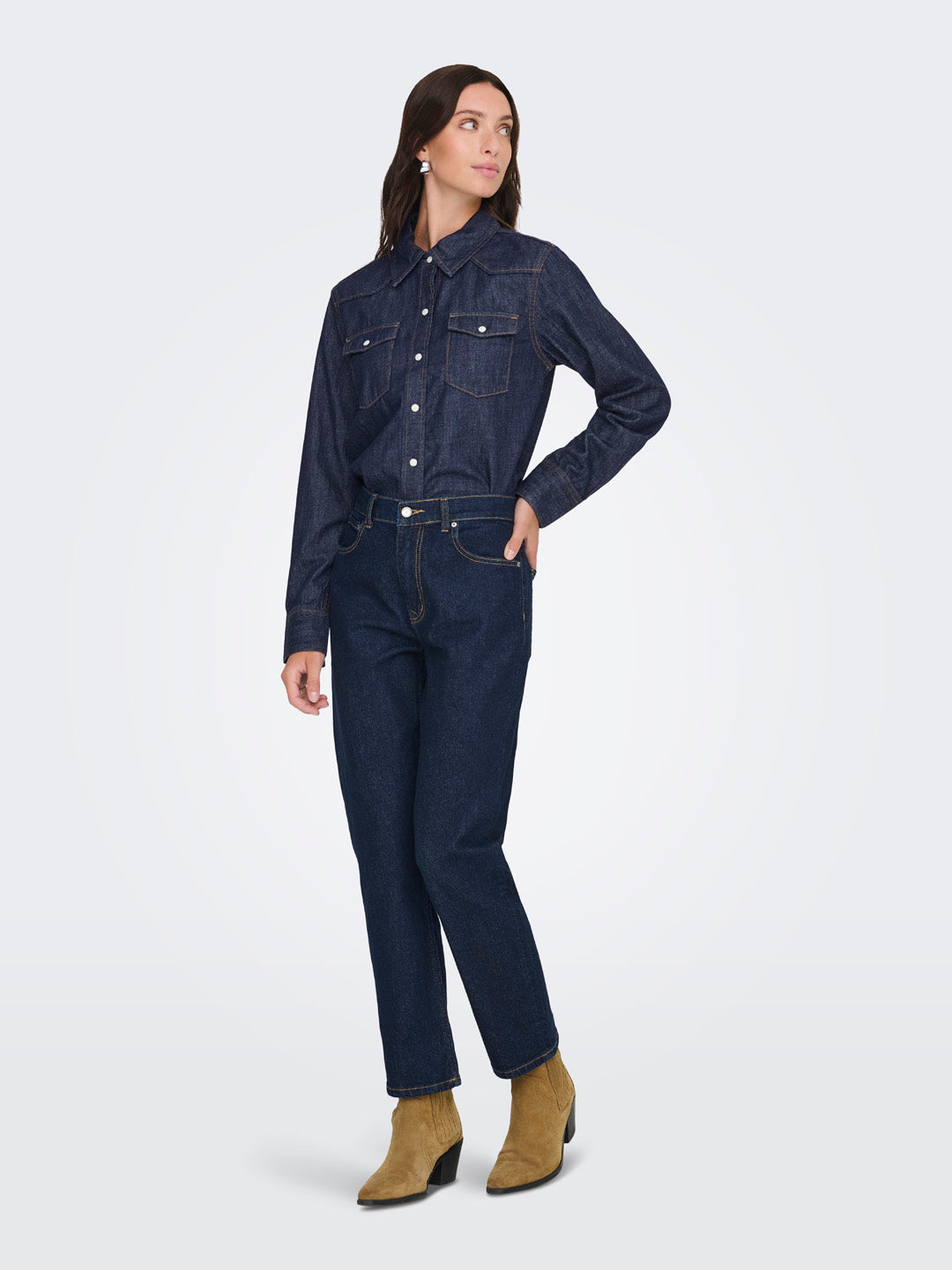 Dark Blue Regular Fit Denim Shirt