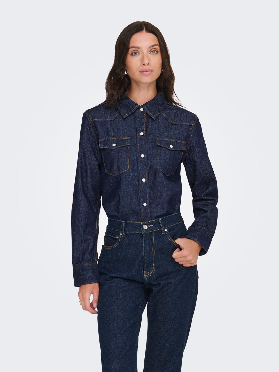 Dark Blue Regular Fit Denim Shirt