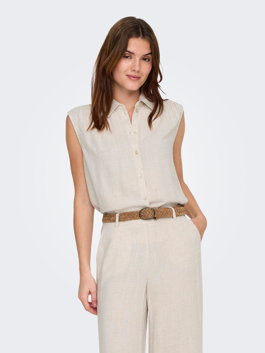 Linen Blend Sleeveless Shirt