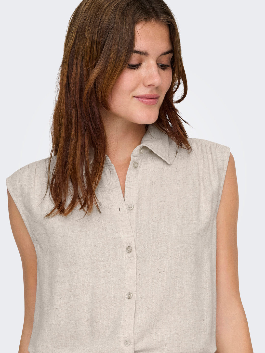 Linen Blend Sleeveless Shirt