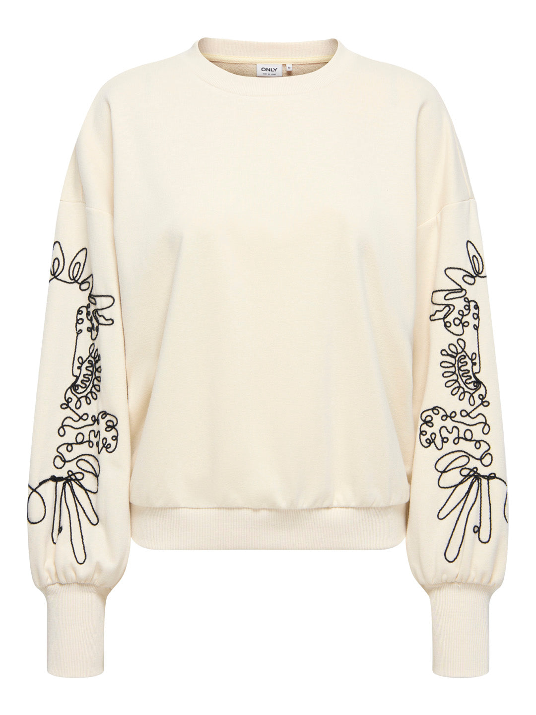 Cream Printed O-Neck Sweatshirt