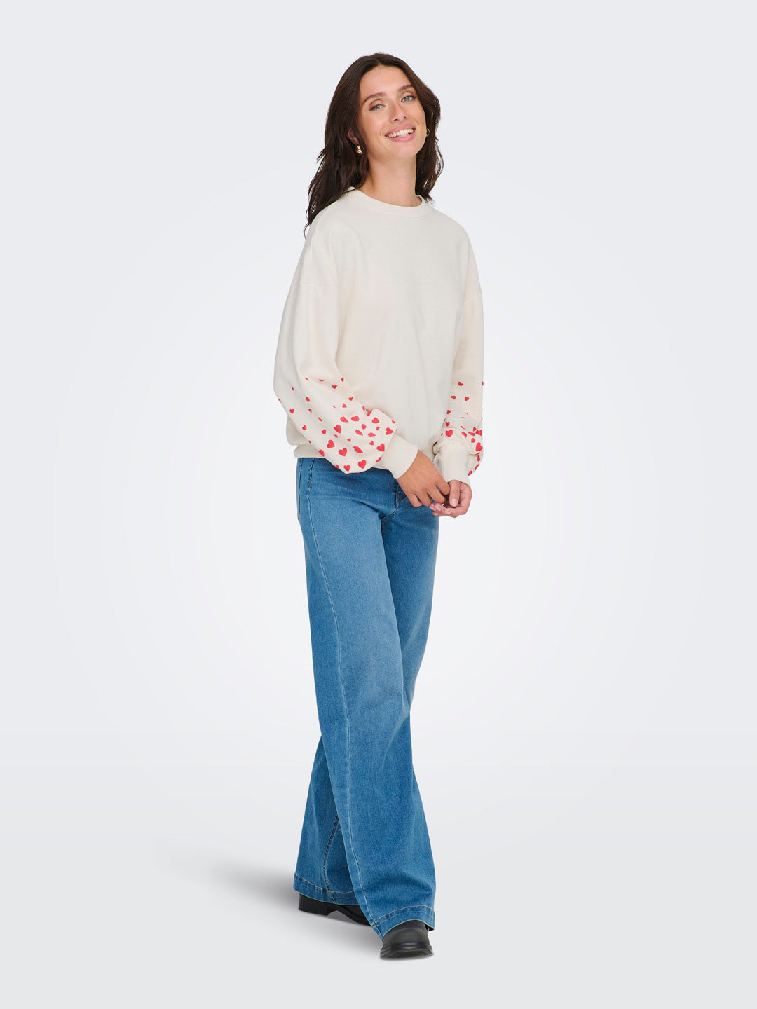 White Printed O-Neck Sweatshirt