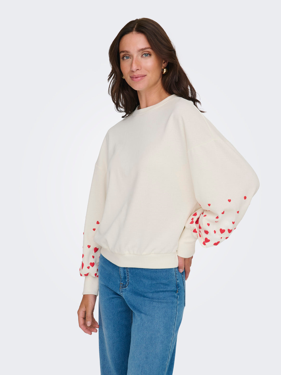 White Printed O-Neck Sweatshirt