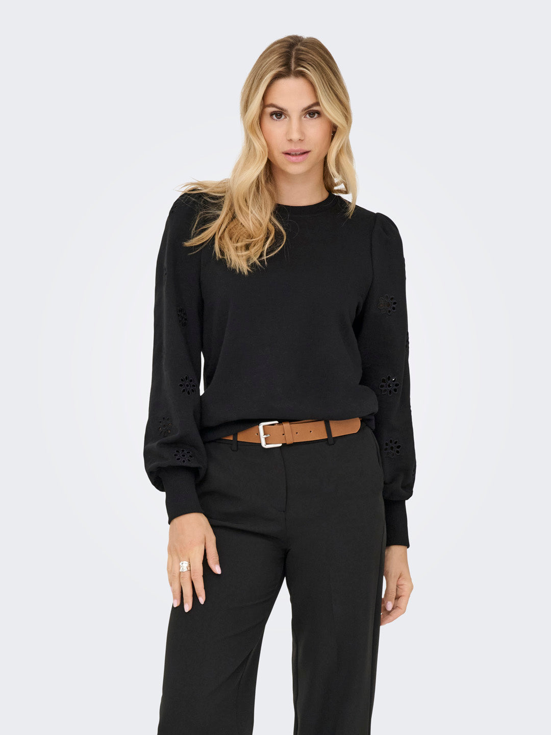 Black Floral Cut-Out Sweatshirt
