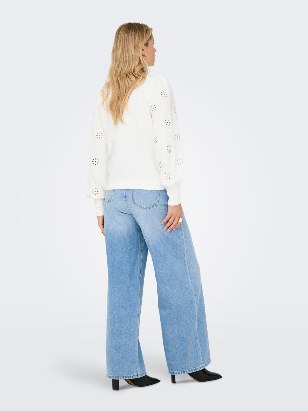 White Floral Cut-Out Sweatshirt