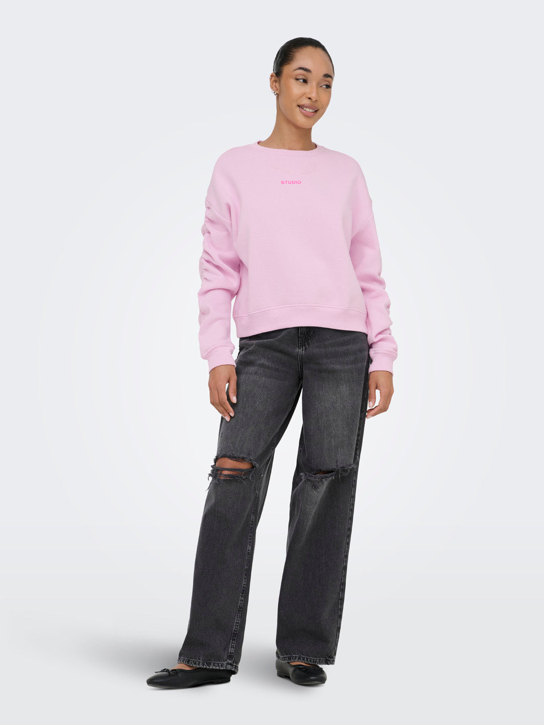 Pink Ruched Sweatshirt