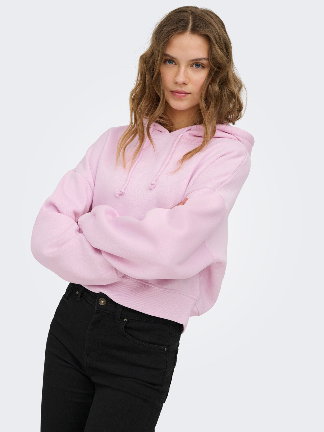 Pink Cropped Hoodie