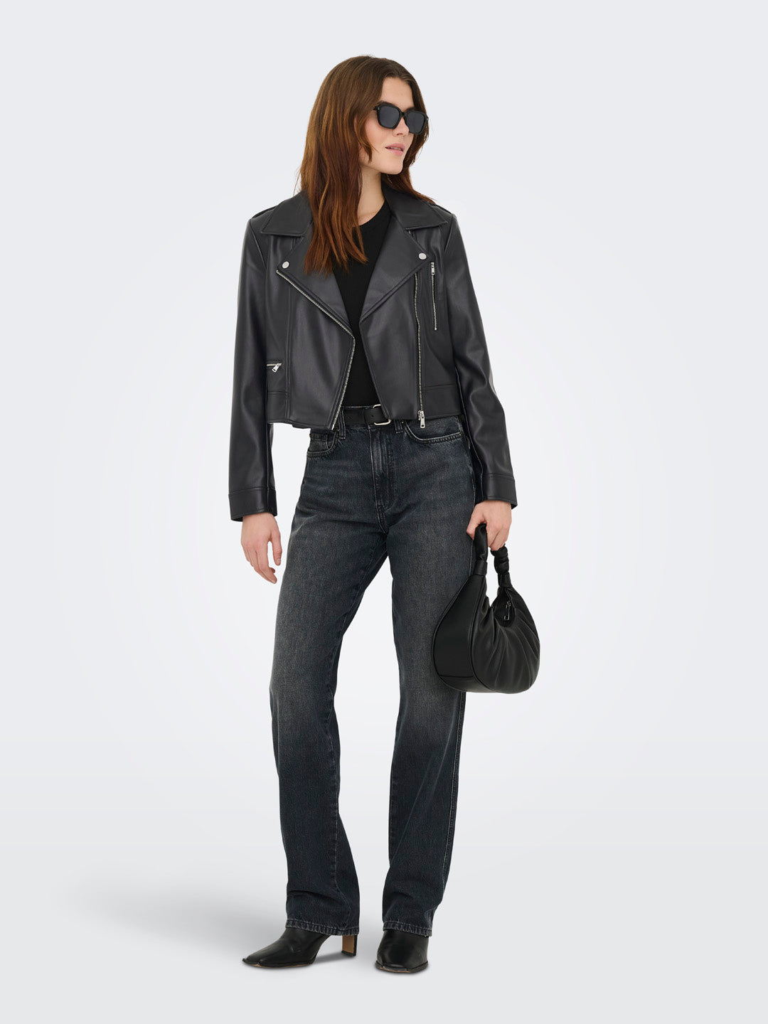 Black Faux leather Biker Jacket