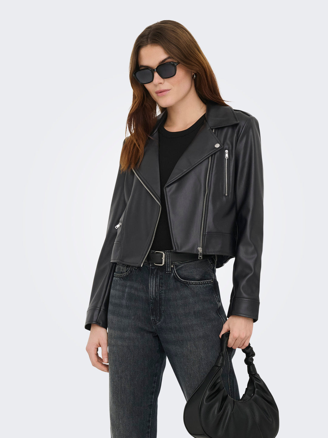 Black Faux leather Biker Jacket