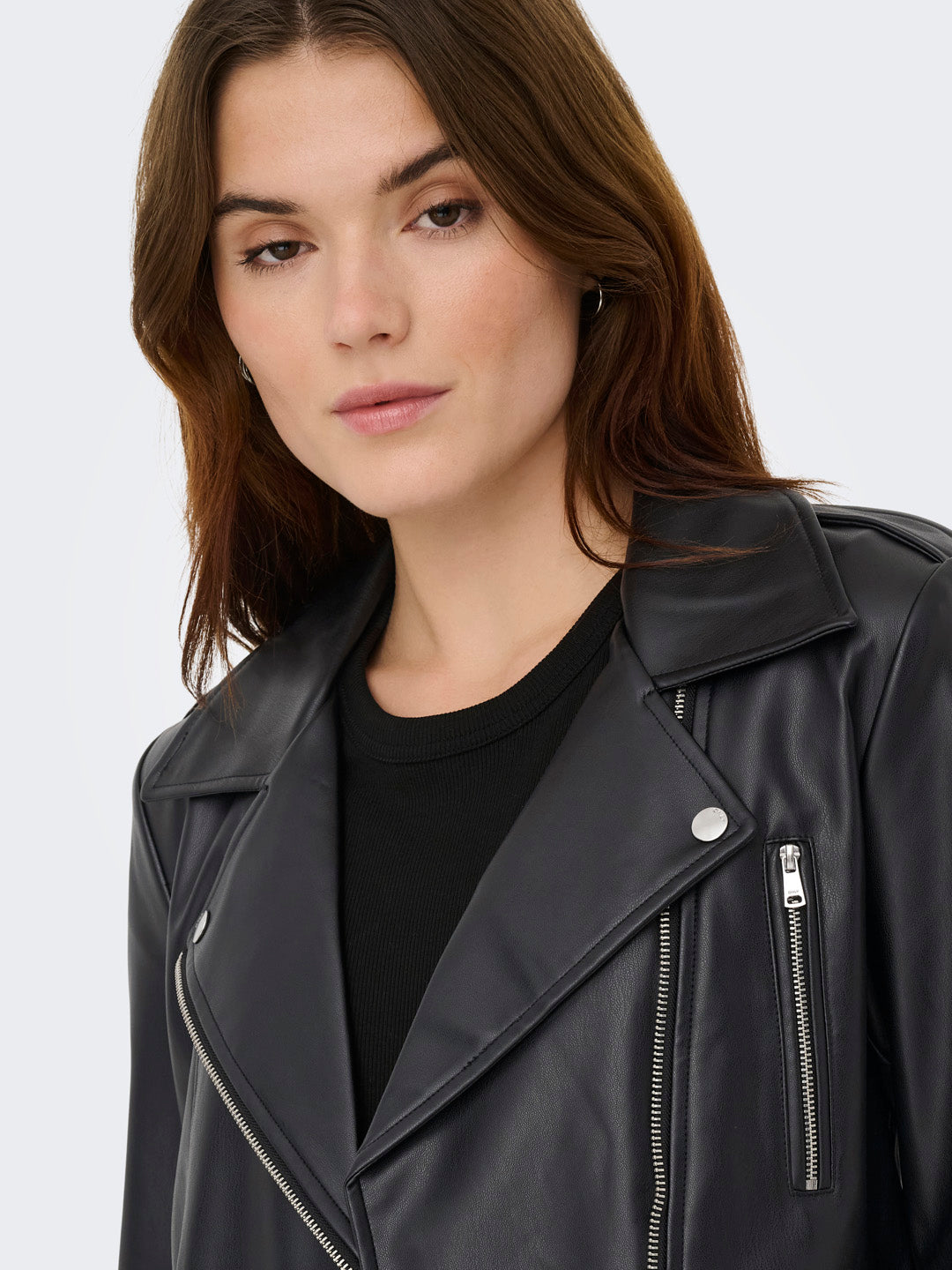 Black Faux leather Biker Jacket