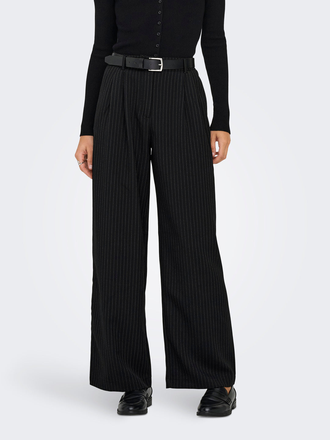 Pleated Pinstripe Tailored Pants