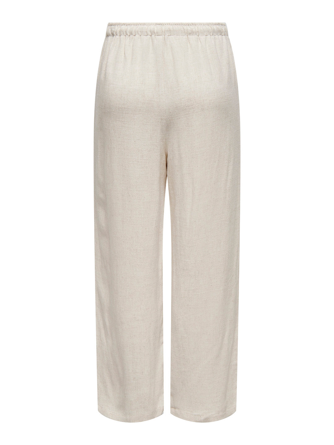 Beige Linen Blend Pull Up Pants