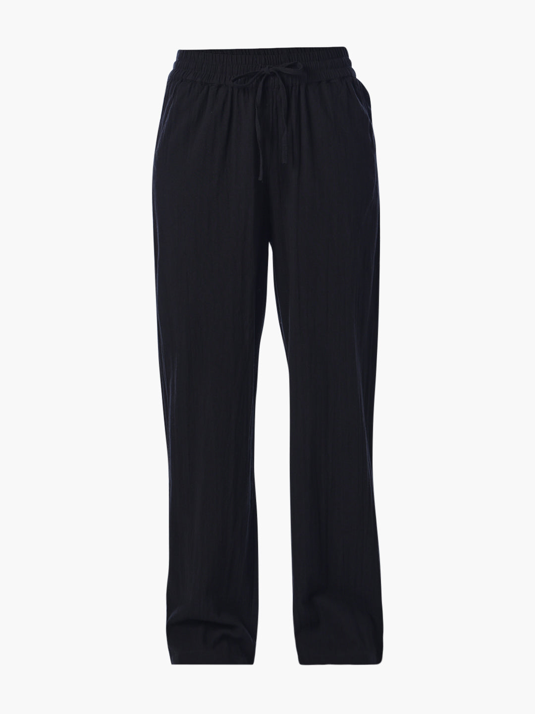Black Cotton Wide Leg Pants