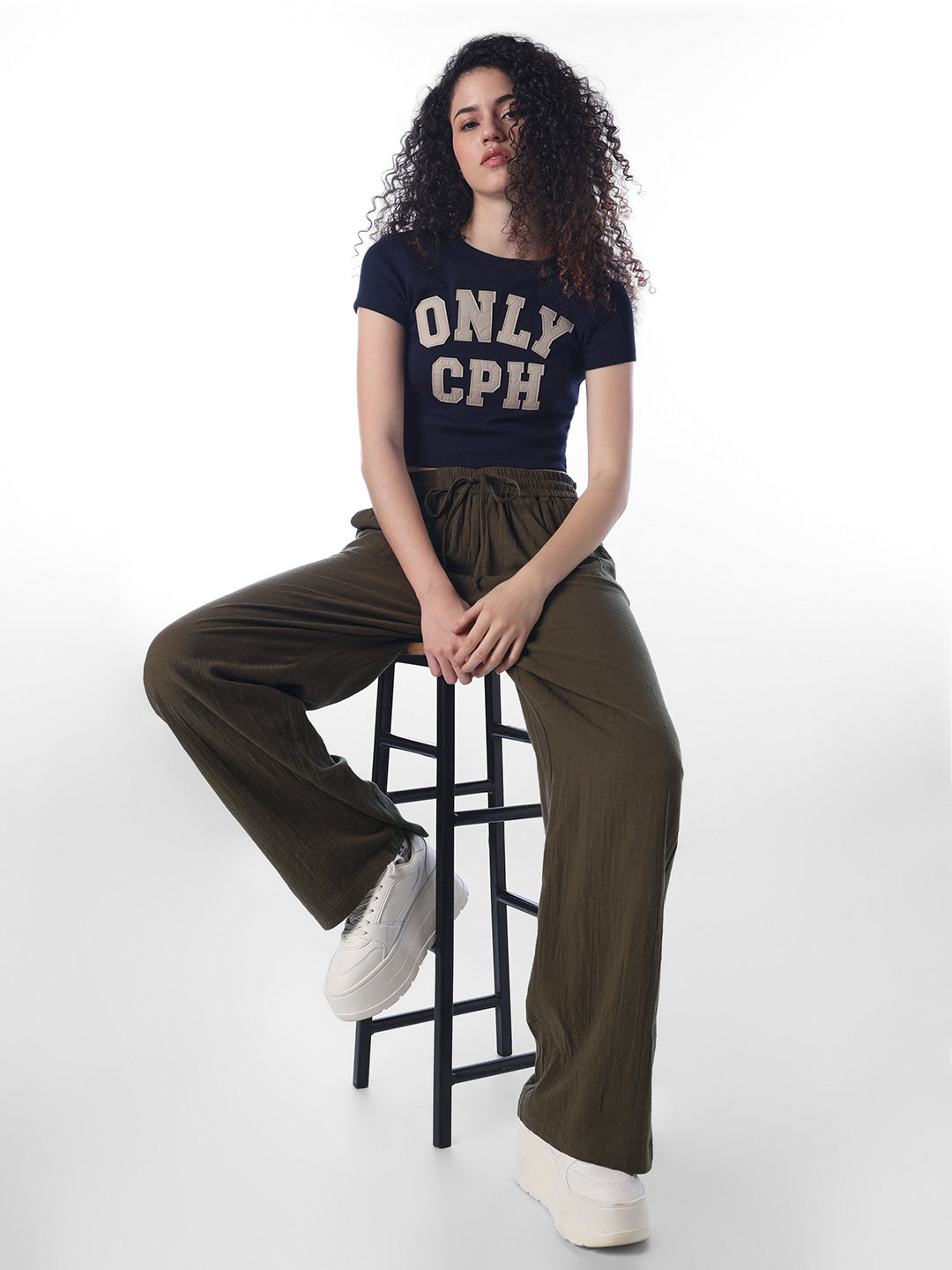 Green Cotton Wide Leg Pants