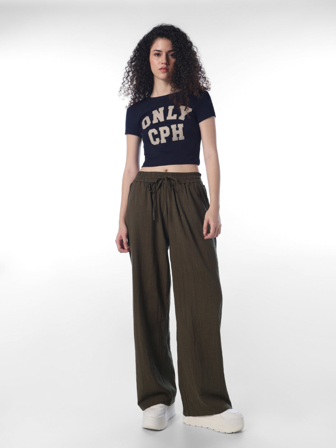 Green Cotton Wide Leg Pants