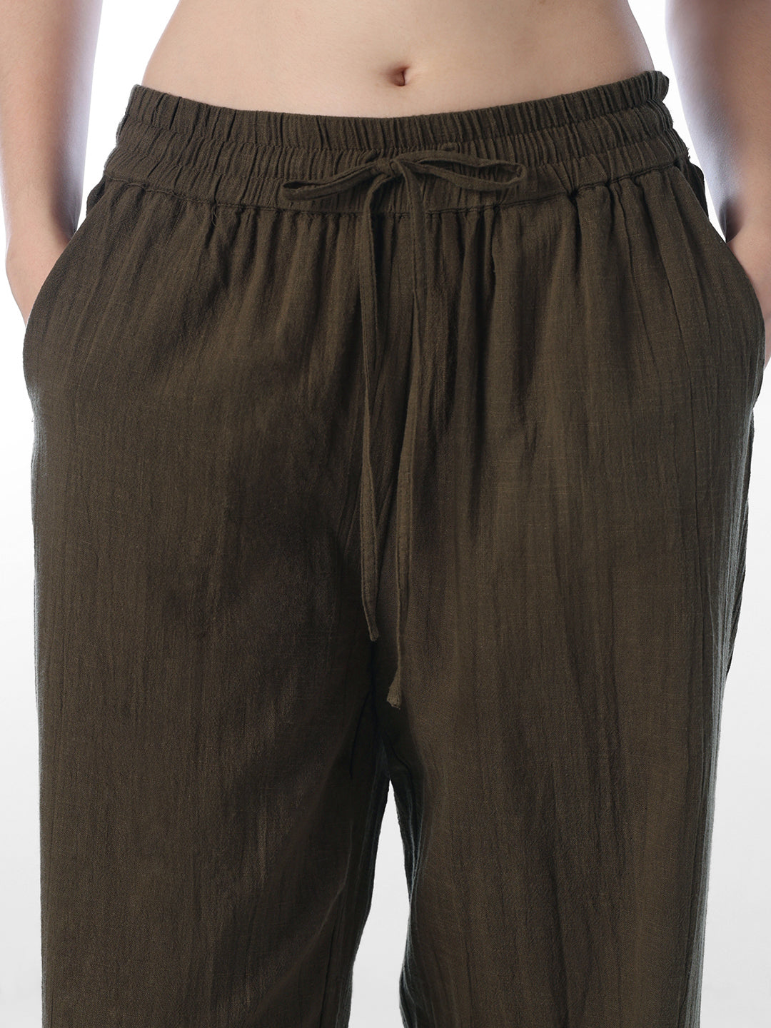 Green Cotton Wide Leg Pants