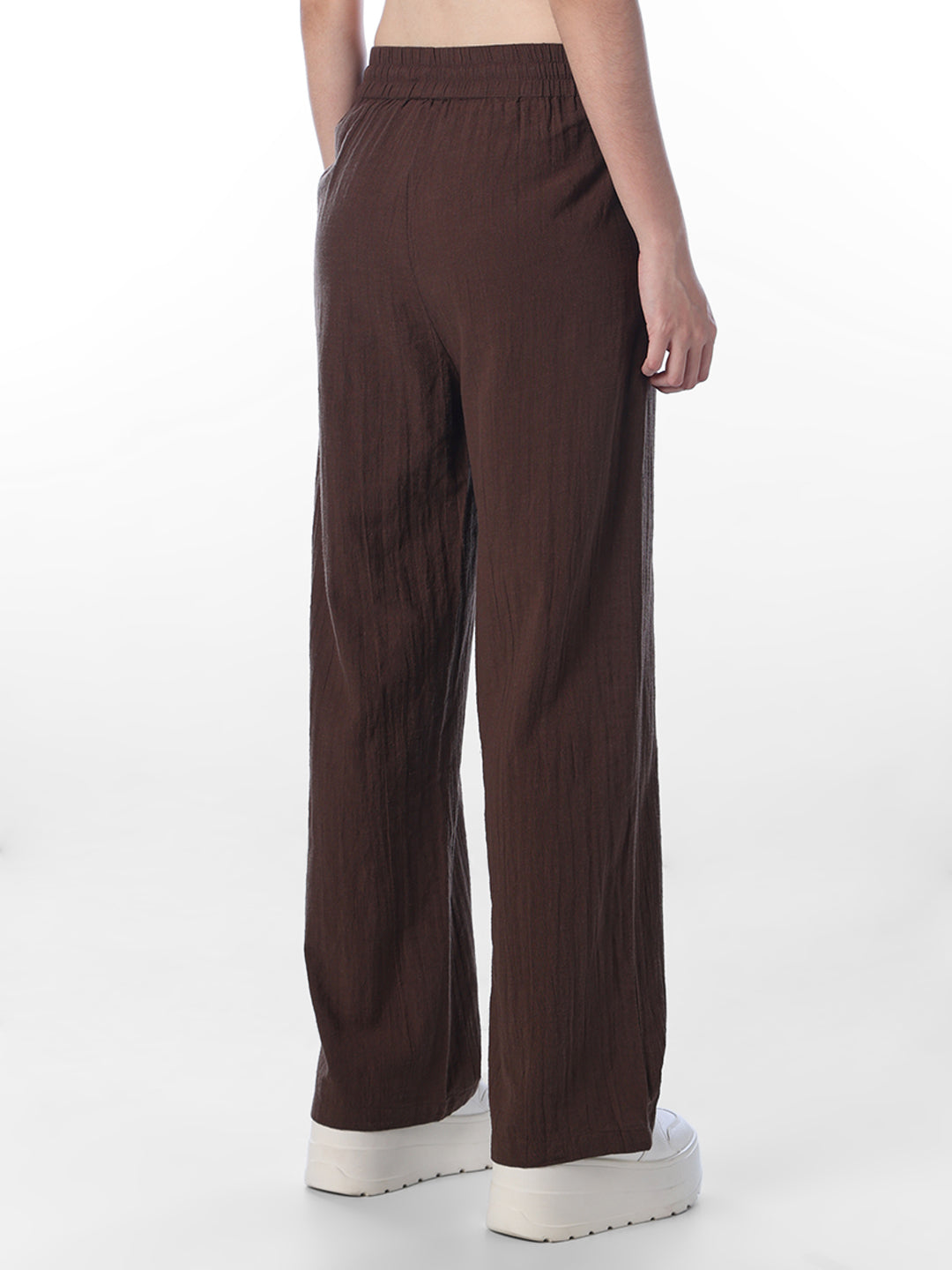 Brown Cotton Wide Leg Pants